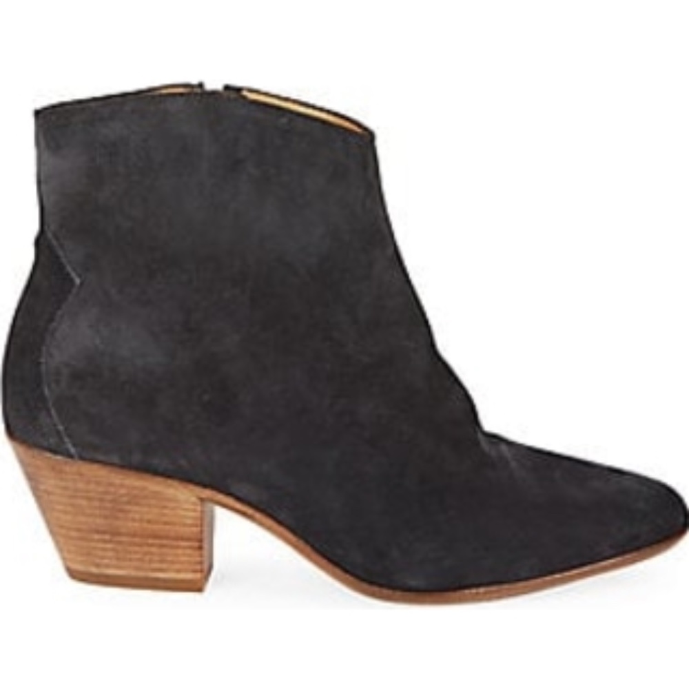 ISABEL MARANT Black Dacken Stacked Heel Bootie 35